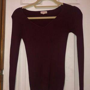 Burgundy long sleeve top